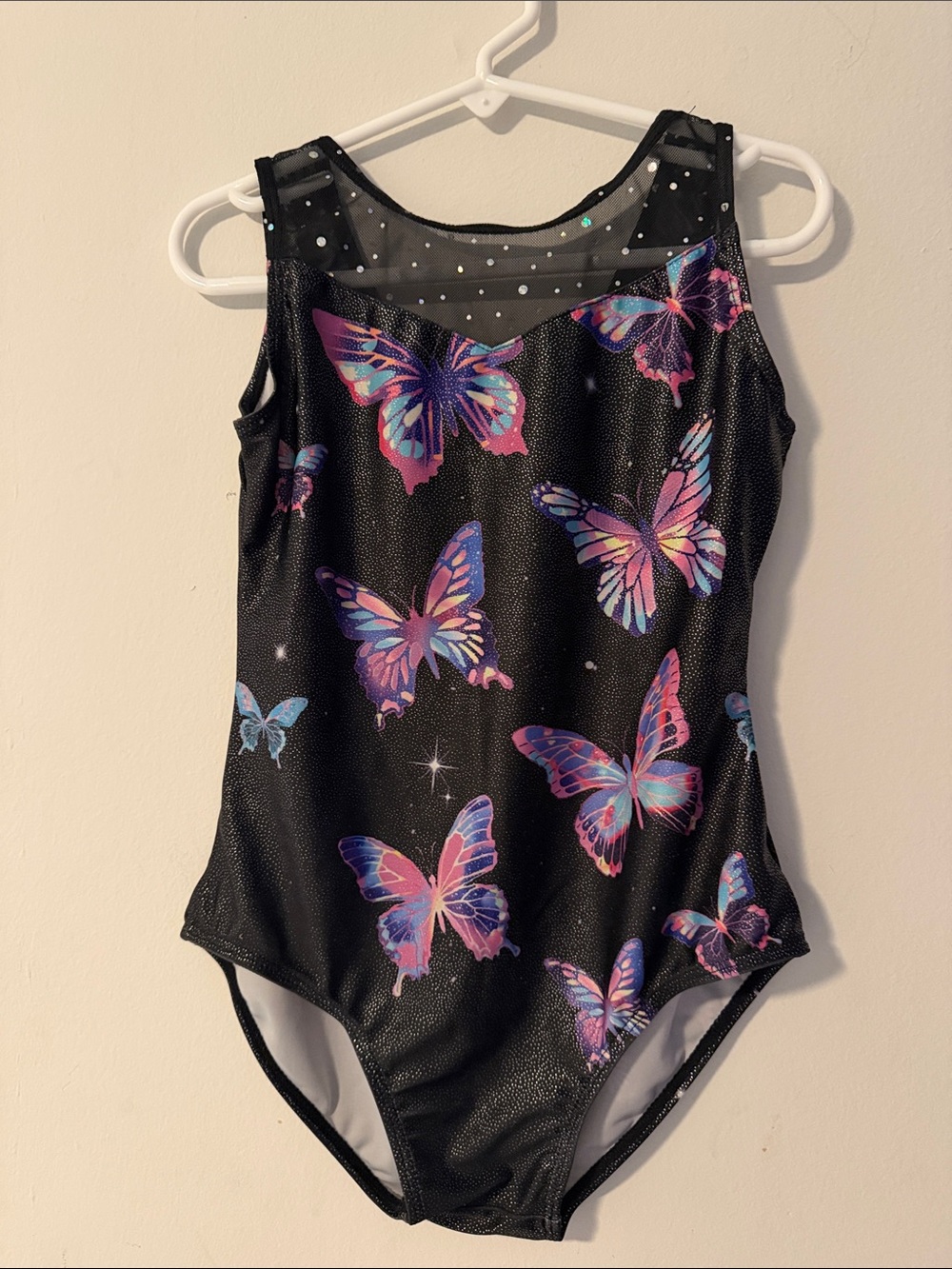 Girls Black Butterfly Print One-Piece Bodysuit